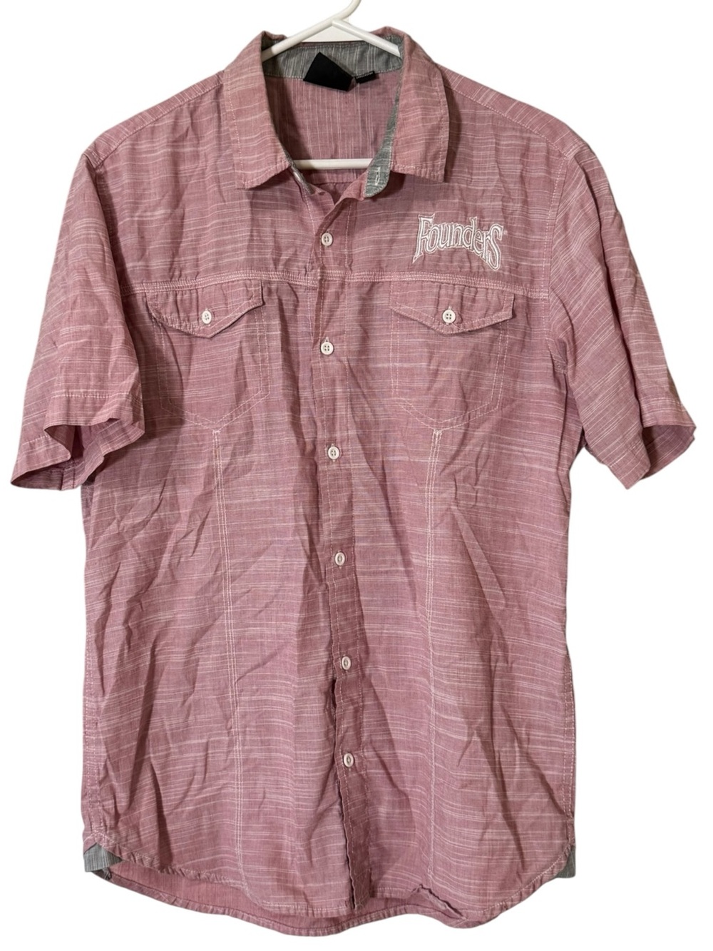 Burnside Button Down Short Sleeve Shirt Men Sz Large Cotton Blend Preppy Classic